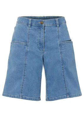 Bermudas vaqueras con bolsillos enormes y cintura cómoda azul claro denim